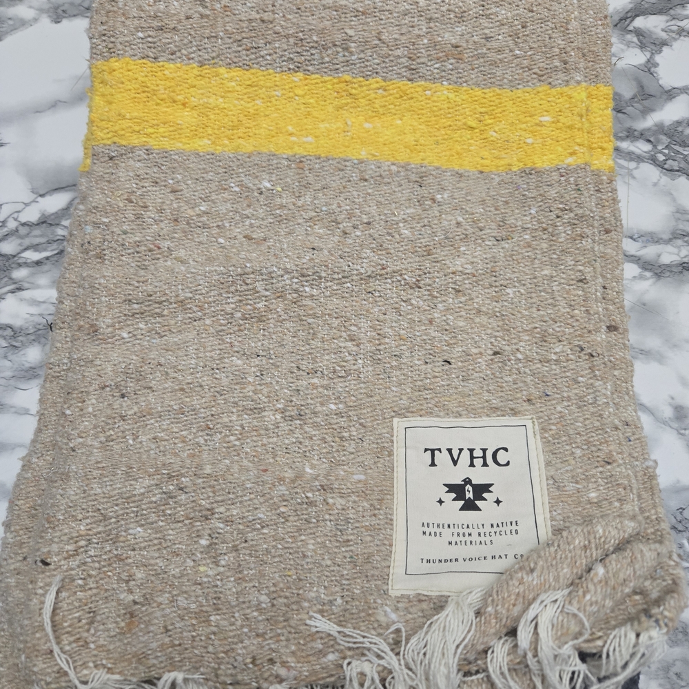 Beige and Yellow Throw Blanket